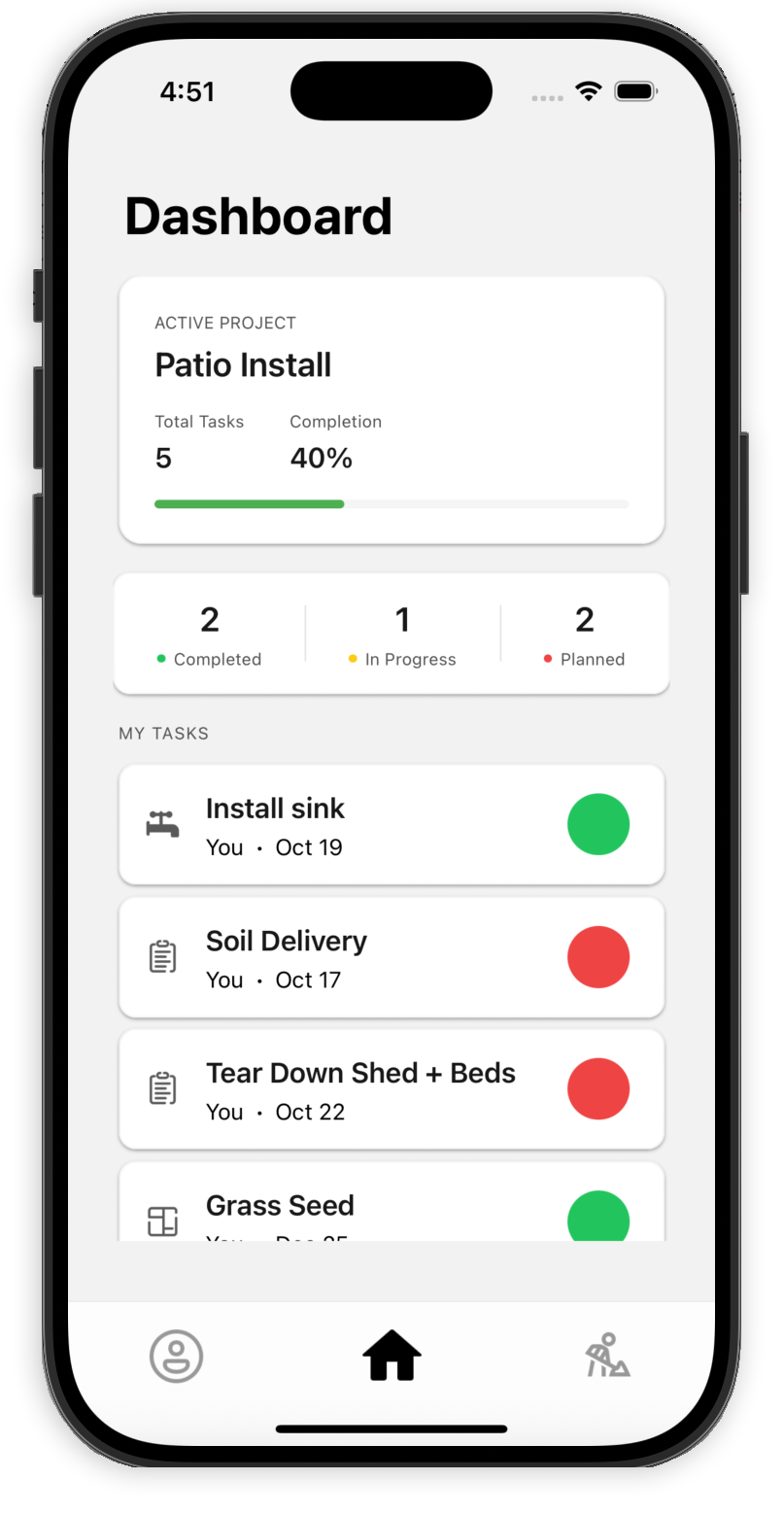 Project Pillar dashboard on iPhone